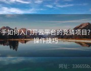 新手如何入门开云平台的竞猜项目？｜操作技巧