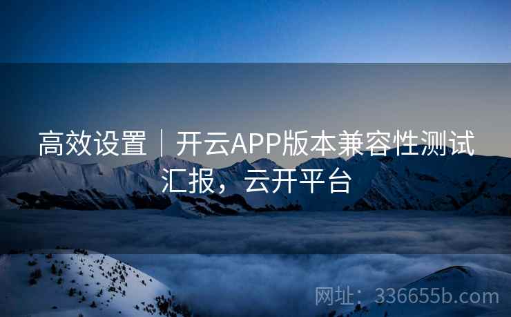 高效设置｜开云APP版本兼容性测试汇报，云开平台